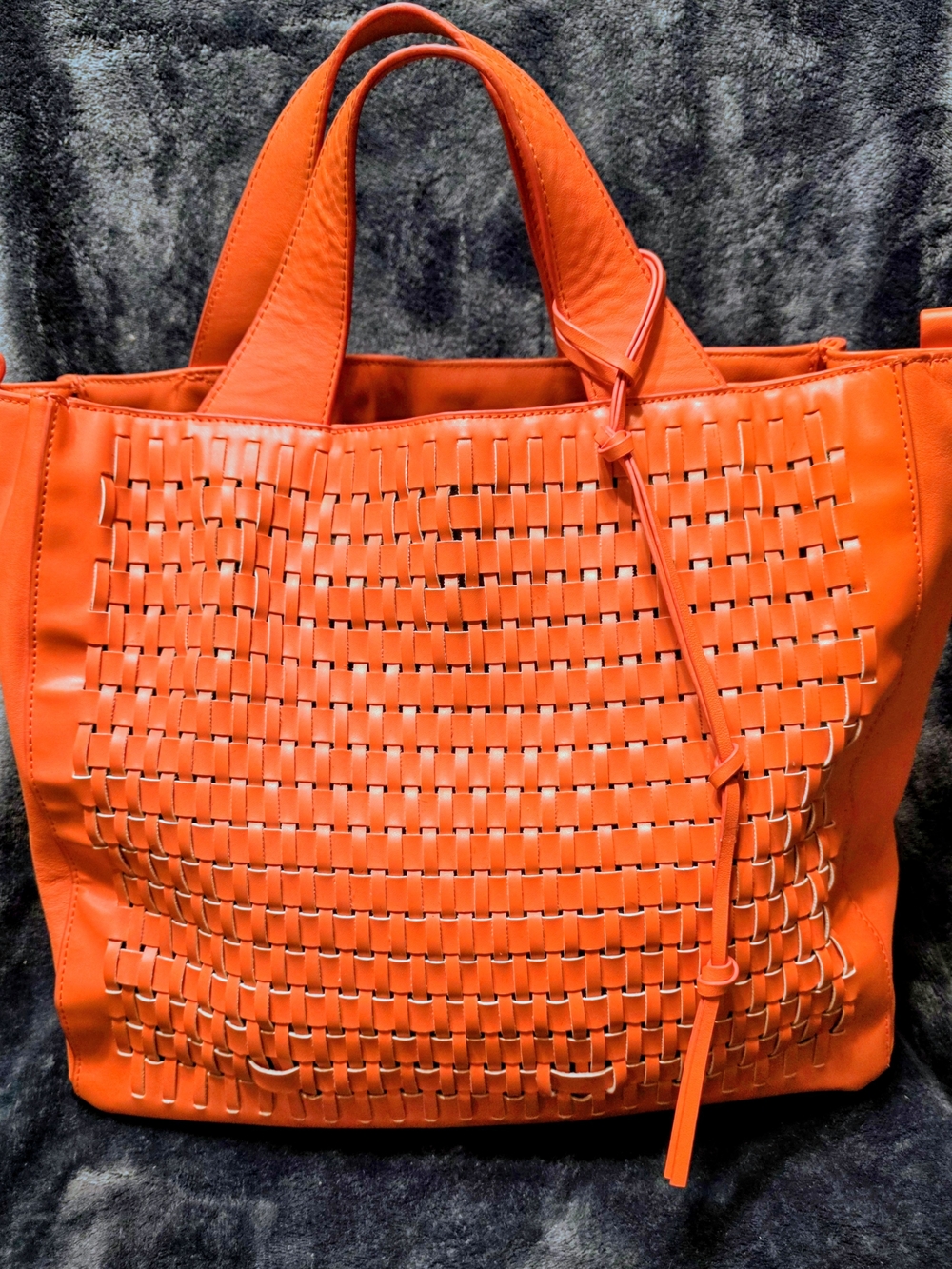 Vince Camuto Bright Orange Woven Tote